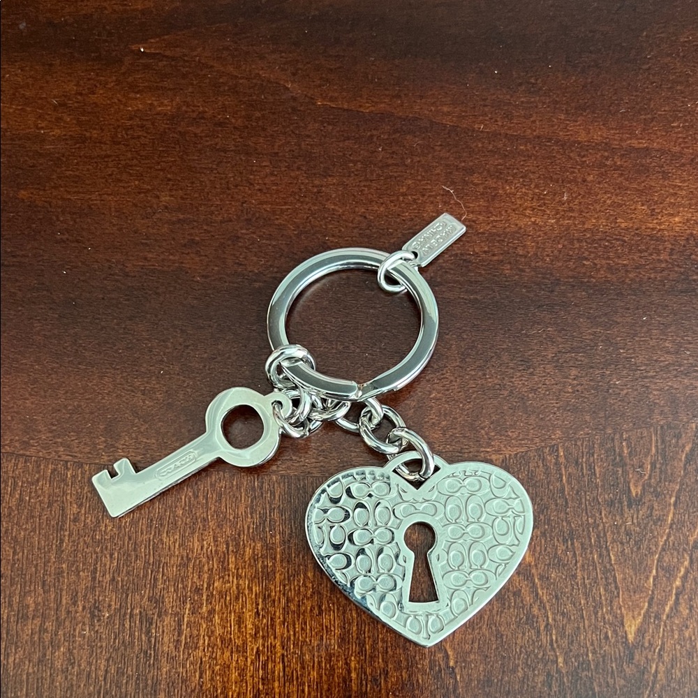 Coach Miranda Signature Heart & Key keychain NWOT